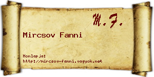 Mircsov Fanni névjegykártya